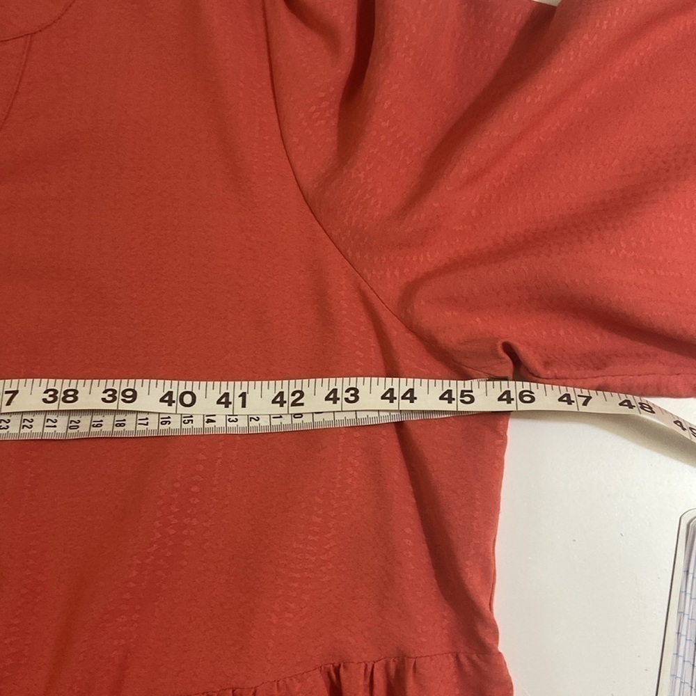 MAEVE BY ANTHROPOLOGIE, ORANGE LONG SLEEVE,TIRED,MINI DRESS. SIZE-X1 . - Picture 5 of 12